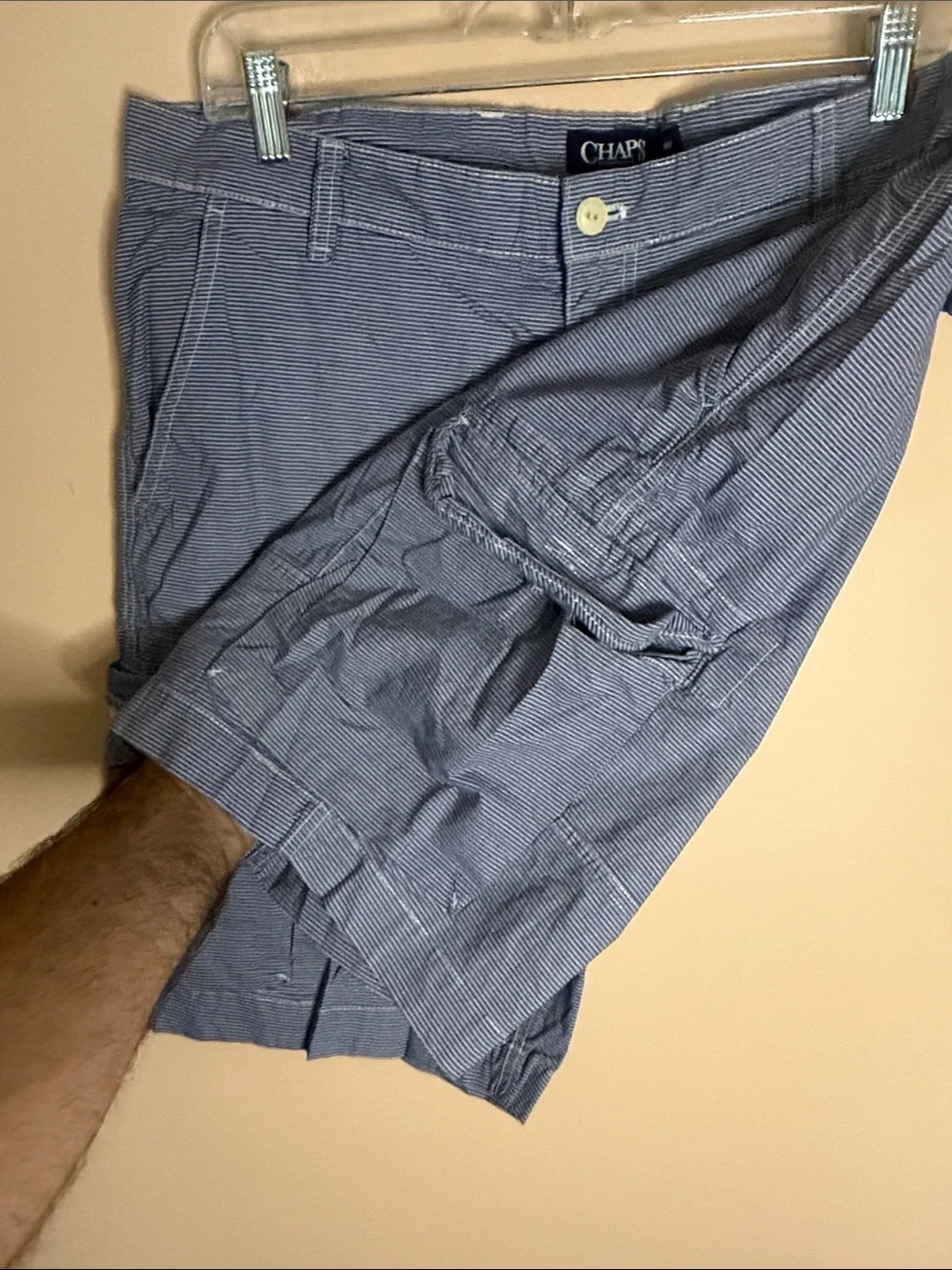 Chaps Men's Navy Blue Pinstripe Cargo Shorts 100% cotton